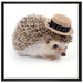 Lustiger Igel mit Hut auf Leinwandbild Quadratisch gerahmt Größe 70x70