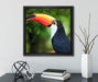 Bunter Tukan  auf Leinwandbild Quadratisch gerahmt mit Kirschblüten