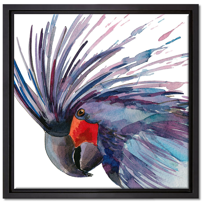 Exotischer Vogel Kunst auf Leinwandbild Quadratisch gerahmt Größe 40x40