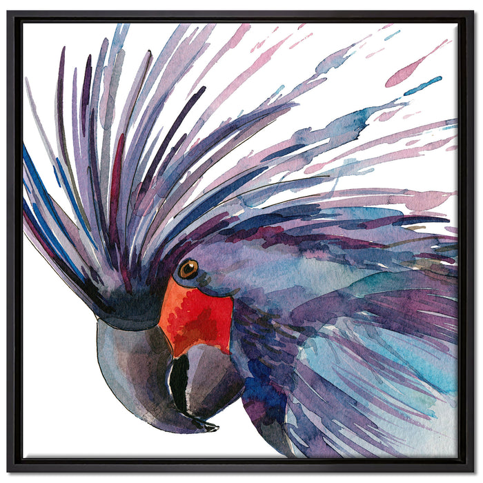Exotischer Vogel Kunst auf Leinwandbild Quadratisch gerahmt Größe 70x70