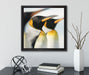 Pinguine  auf Leinwandbild Quadratisch gerahmt mit Kirschblüten