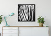Zebra Porträt auf Leinwandbild gerahmt Quadratisch verschiedene Größen im Wohnzimmer