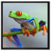 Grüner Frosch auf Ast auf Leinwandbild Quadratisch gerahmt Größe 60x60