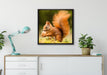 Eichhörnchen mit Nuss auf Leinwandbild gerahmt Quadratisch verschiedene Größen im Wohnzimmer