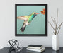 Bunter Kolibri  auf Leinwandbild Quadratisch gerahmt mit Kirschblüten