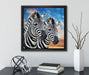 Zebra Pärchen  auf Leinwandbild Quadratisch gerahmt mit Kirschblüten