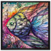 Bunte Fische Kunst auf Leinwandbild Quadratisch gerahmt Größe 70x70