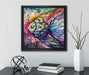 Bunte Fische Kunst  auf Leinwandbild Quadratisch gerahmt mit Kirschblüten