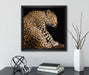 Anmutiger Leopard  auf Leinwandbild Quadratisch gerahmt mit Kirschblüten