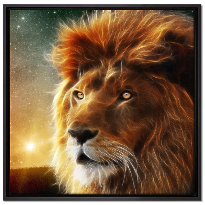 Löwe Abstrakt Art auf Leinwandbild Quadratisch gerahmt Größe 70x70