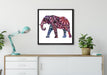 Elefant mit Ornamenten auf Leinwandbild gerahmt Quadratisch verschiedene Größen im Wohnzimmer