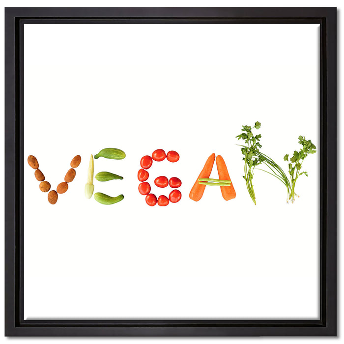 Vegan Gemüse auf Leinwandbild Quadratisch gerahmt Größe 40x40