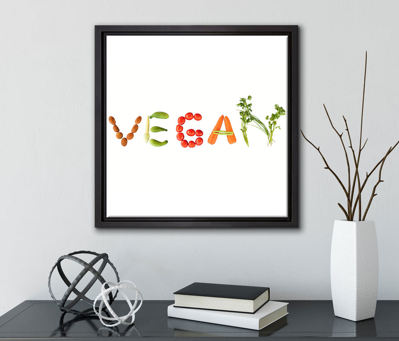 Vegan Gemüse  auf Leinwandbild Quadratisch gerahmt mit Kirschblüten