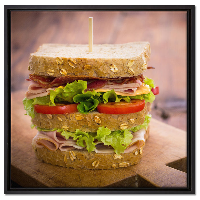 Doppeldecker Sandwich auf Leinwandbild Quadratisch gerahmt Größe 60x60