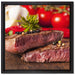 Saftiges Pfeffer Steak auf Leinwandbild Quadratisch gerahmt Größe 40x40