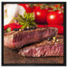 Saftiges Pfeffer Steak auf Leinwandbild Quadratisch gerahmt Größe 60x60
