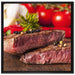 Saftiges Pfeffer Steak auf Leinwandbild Quadratisch gerahmt Größe 70x70