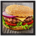 Leckerer Cheeseburger auf Leinwandbild Quadratisch gerahmt Größe 40x40