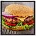 Leckerer Cheeseburger auf Leinwandbild Quadratisch gerahmt Größe 60x60