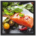 Frische Seelachsfilet auf Leinwandbild Quadratisch gerahmt Größe 40x40