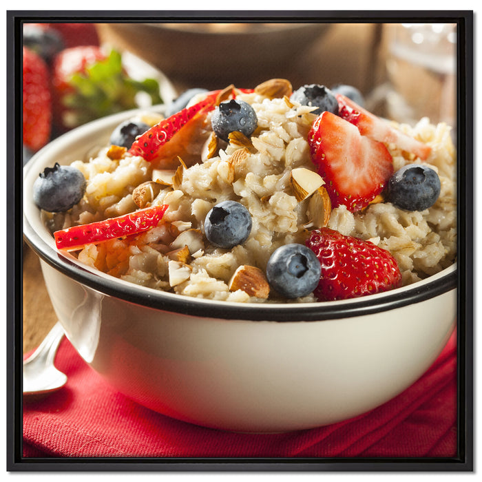 Gesundes Beeren Müsli auf Leinwandbild Quadratisch gerahmt Größe 70x70