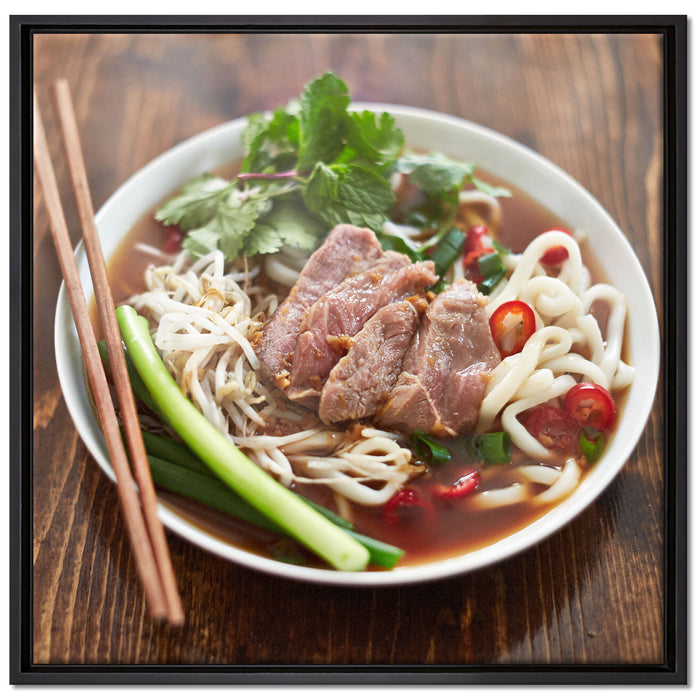 Japanische Brühe Miso auf Leinwandbild Quadratisch gerahmt Größe 70x70