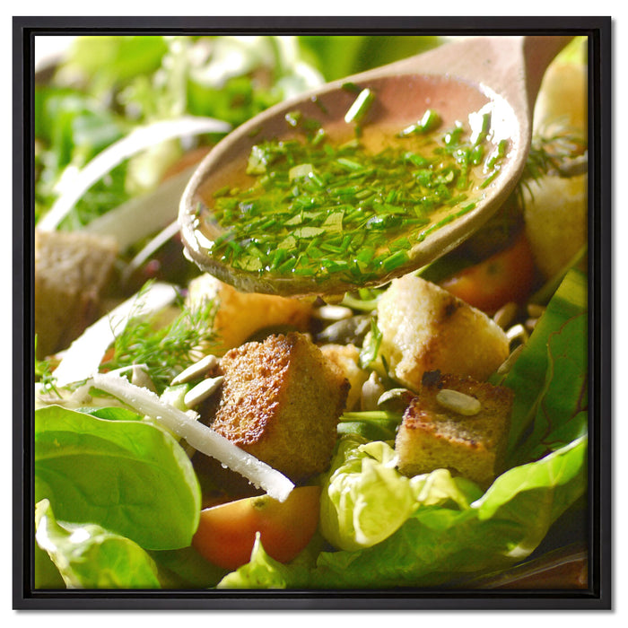Kräuter Vinaigrette auf Leinwandbild Quadratisch gerahmt Größe 60x60