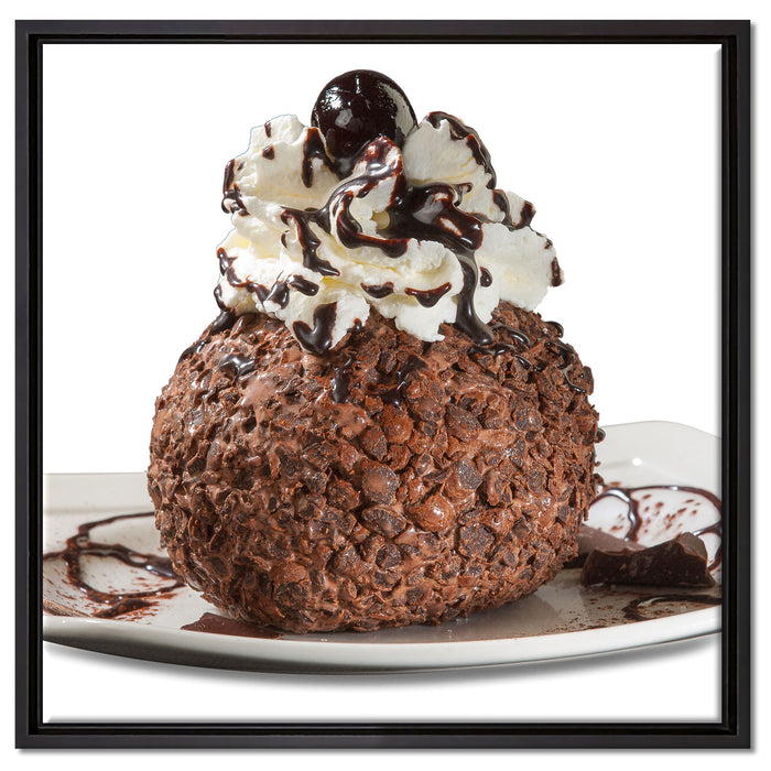 Schokoladeneis auf Leinwandbild Quadratisch gerahmt Größe 60x60
