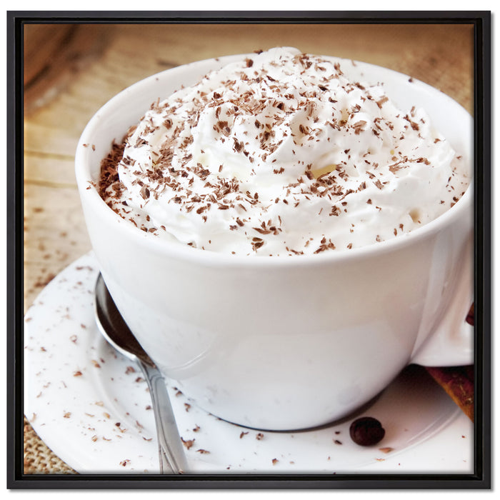 Kaffee mit viel Creme auf Leinwandbild Quadratisch gerahmt Größe 70x70