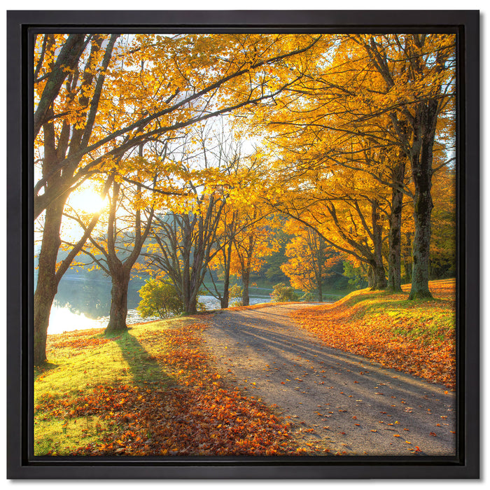 Sonniger Park am See auf Leinwandbild Quadratisch gerahmt Größe 40x40
