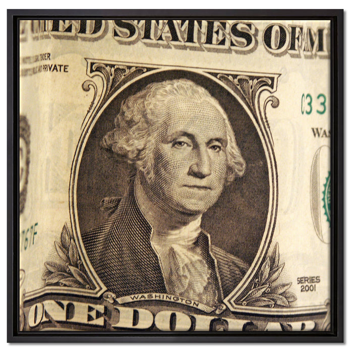 Geldschein Dollar auf Leinwandbild Quadratisch gerahmt Größe 60x60