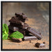 Schokoladenstücke auf Leinwandbild Quadratisch gerahmt Größe 70x70
