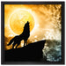 Wolf heult den Mond an auf Leinwandbild Quadratisch gerahmt Größe 40x40