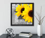 schöne Sonnenblumen auf Holztisch  auf Leinwandbild Quadratisch gerahmt mit Kirschblüten