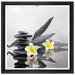 Monoi Blüten Zen Steinturm auf Leinwandbild Quadratisch gerahmt Größe 40x40