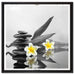 Monoi Blüten Zen Steinturm auf Leinwandbild Quadratisch gerahmt Größe 60x60