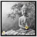 Buddha mit Monoi Blüte in der Hand auf Leinwandbild Quadratisch gerahmt Größe 70x70