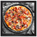 Pizza auf Pizzablech auf Leinwandbild Quadratisch gerahmt Größe 40x40