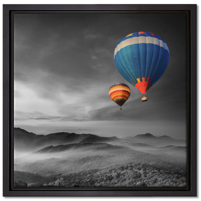 Heißluftballons über den Alpen auf Leinwandbild Quadratisch gerahmt Größe 40x40