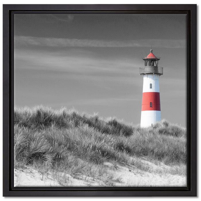 Leuchtturm in den Dünen auf Leinwandbild Quadratisch gerahmt Größe 40x40