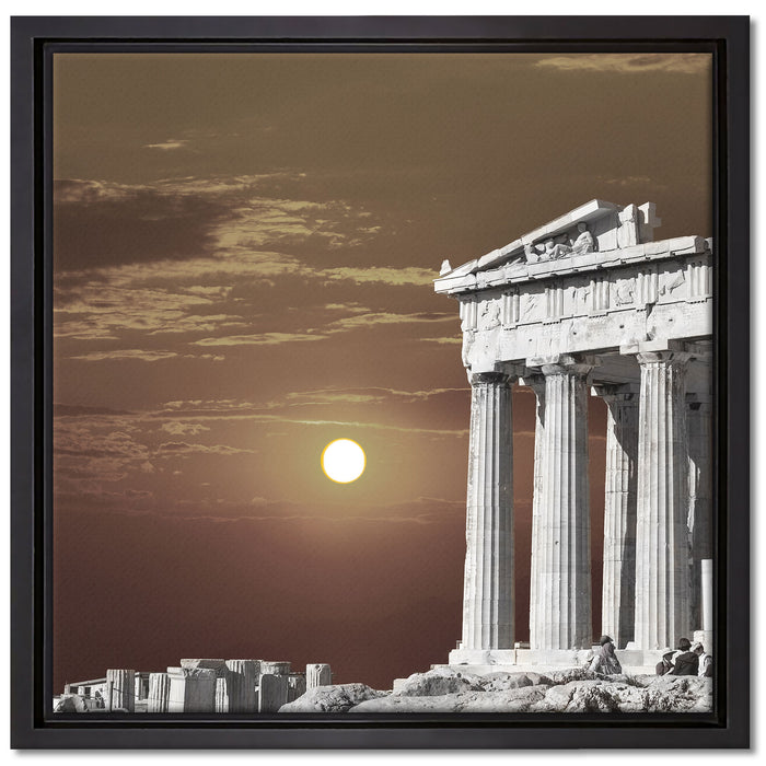 schöner Tempel der Athene auf Leinwandbild Quadratisch gerahmt Größe 40x40