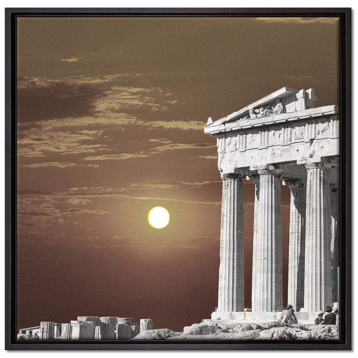 schöner Tempel der Athene auf Leinwandbild Quadratisch gerahmt Größe 70x70