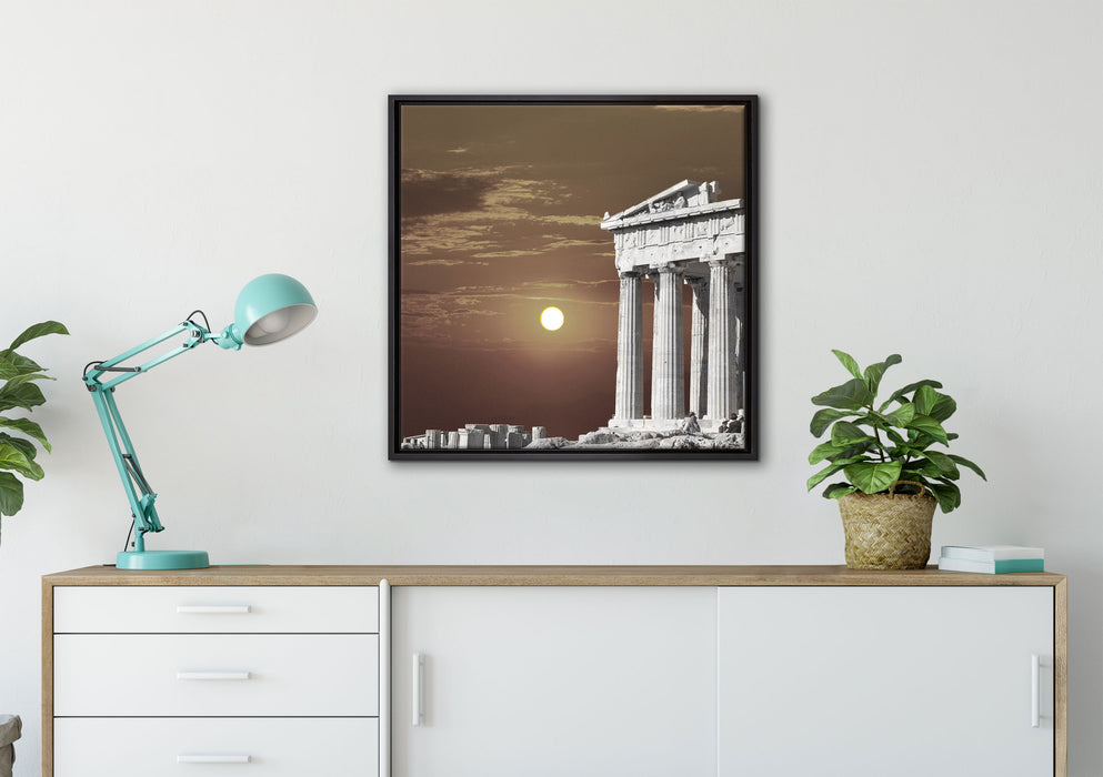 schöner Tempel der Athene auf Leinwandbild gerahmt Quadratisch verschiedene Größen im Wohnzimmer
