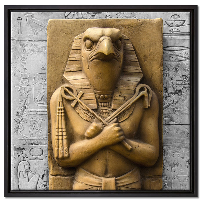 Horus der ägyptische Gott auf Leinwandbild Quadratisch gerahmt Größe 60x60
