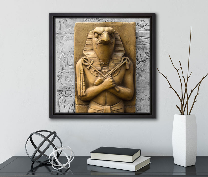 Horus der ägyptische Gott  auf Leinwandbild Quadratisch gerahmt mit Kirschblüten