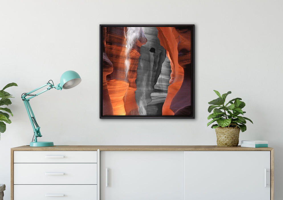 prächtiger Antelope Canyon auf Leinwandbild gerahmt Quadratisch verschiedene Größen im Wohnzimmer