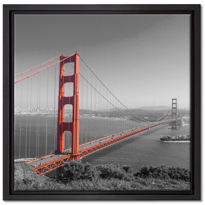 eindrucksvolle Golden Gate Bridge auf Leinwandbild Quadratisch gerahmt Größe 40x40