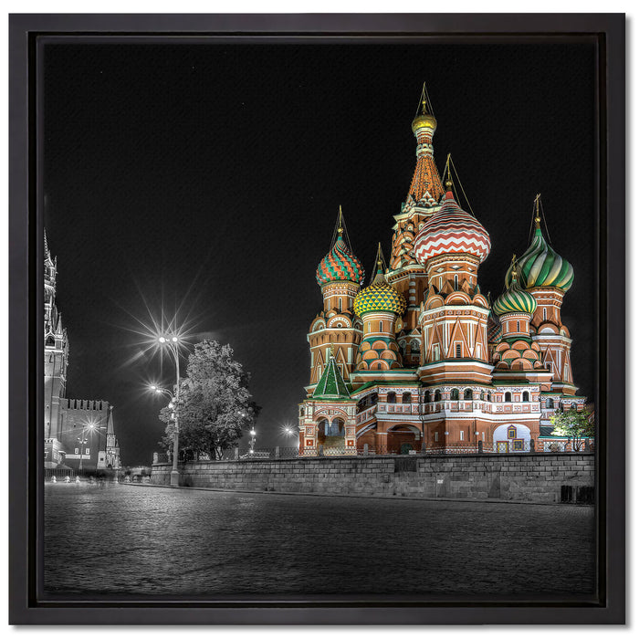 Basilius Kathedrale in Moskau auf Leinwandbild Quadratisch gerahmt Größe 40x40