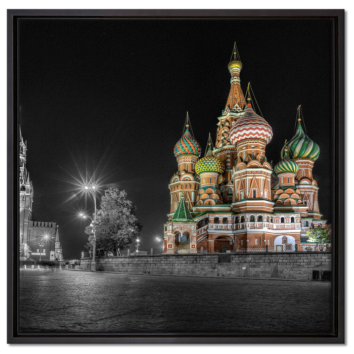 Basilius Kathedrale in Moskau auf Leinwandbild Quadratisch gerahmt Größe 60x60