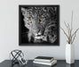 prächtig anmutiger Leopard  auf Leinwandbild Quadratisch gerahmt mit Kirschblüten